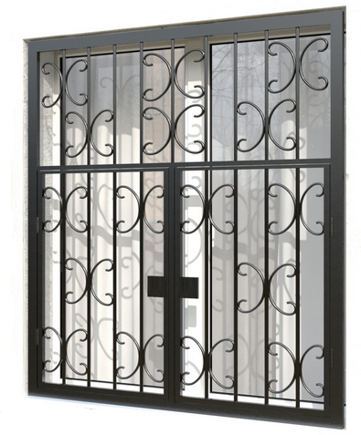 Решетка распашная RR-017 вид с торца на окно