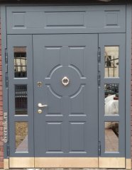 Дверь в коттедж со вставками KT-029 двухстворчатая