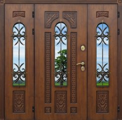 Дверь со стеклянными элементами в коттедж KT-093